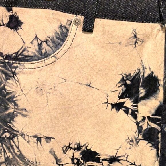 Spectacular DKNY Jeans Size 7 Acid Wash Tie Dye Leather Pants - Picture 3 of 5